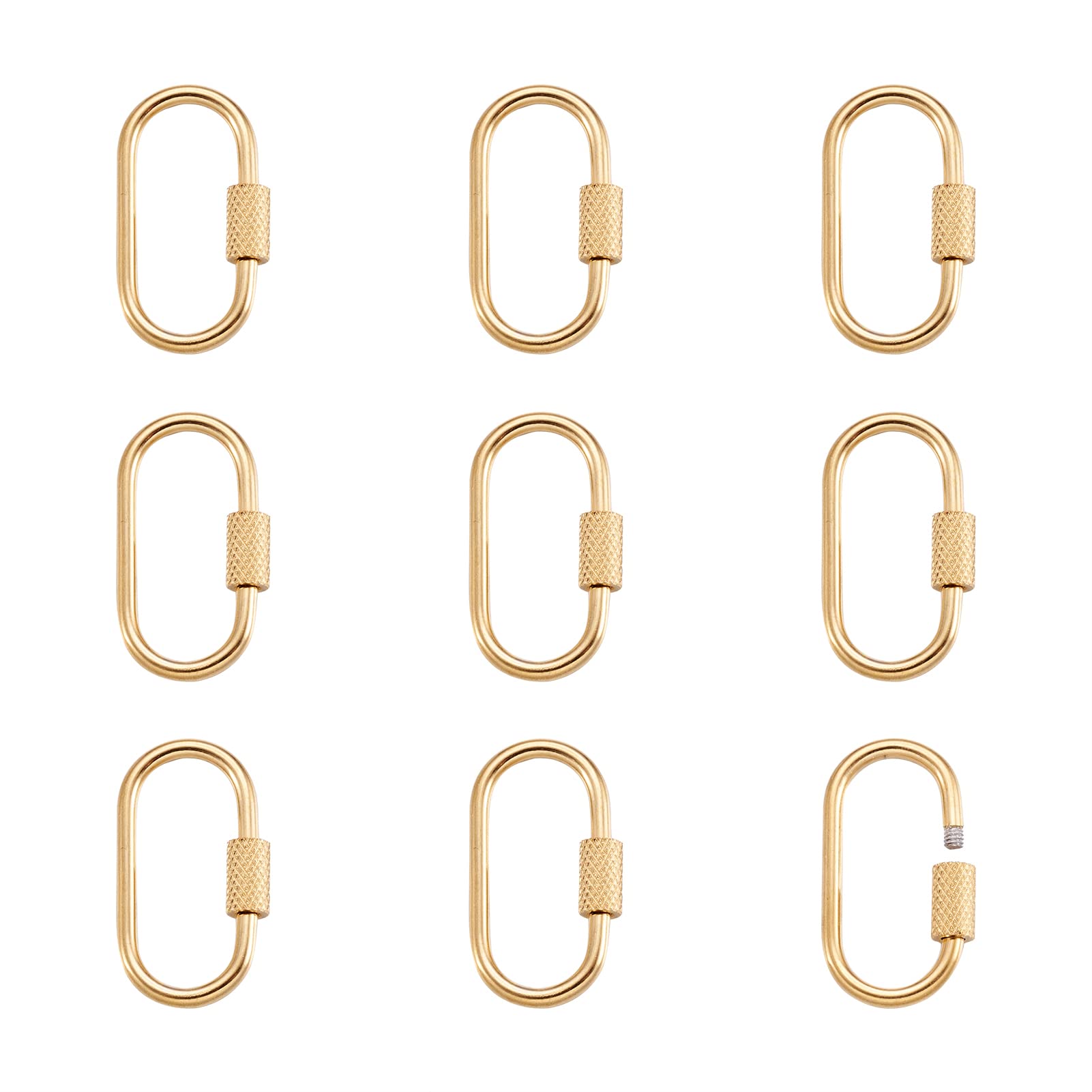 Pandahall 10Pcs Stainless Steel Oval Screw Carabiner Lock Charms Clasps 25.5x14x4mm Metal Snap Clips Hook Clasp Findings for DIY Jewelry Making (