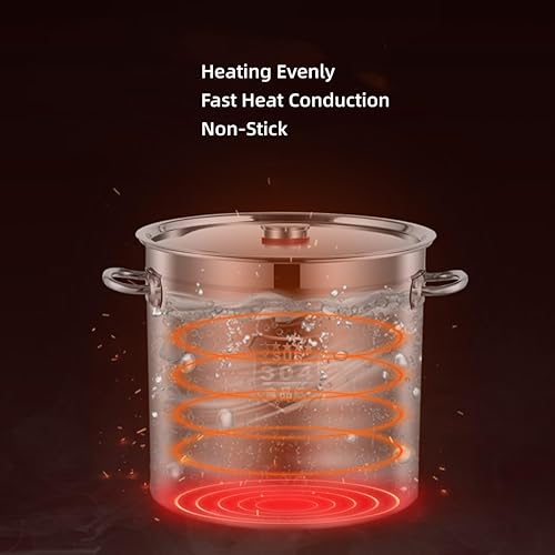 Miniatura 4 de Olla grande de acero inoxidable de 10 cuartos de galón con tapa, olla de acero inoxidable con asas dobles, olla de sopa de inducción de acero