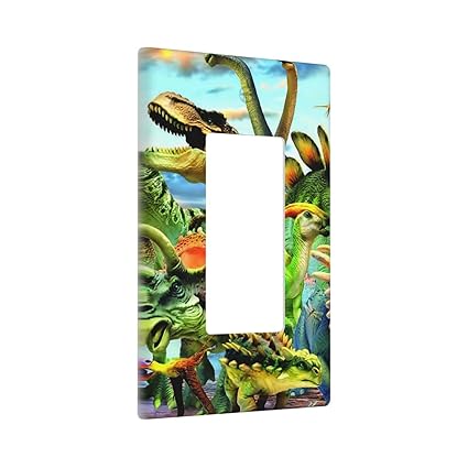 Dinasour Decorative Single Rocker 1 Gang Light Switch Cover Decor Wall Plate Faceplate for Girls Boys KIds Bedroom Living Room with Screws