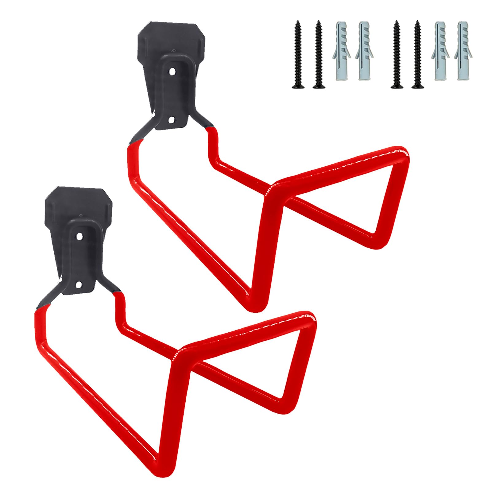 Msioytog Red 2Pcs Iron Garden Hose Holder Wall Mounted Water Hose Hook Organizers Hanger For Outdoor Organization And Space Efficiency Rust Resistant Hanger