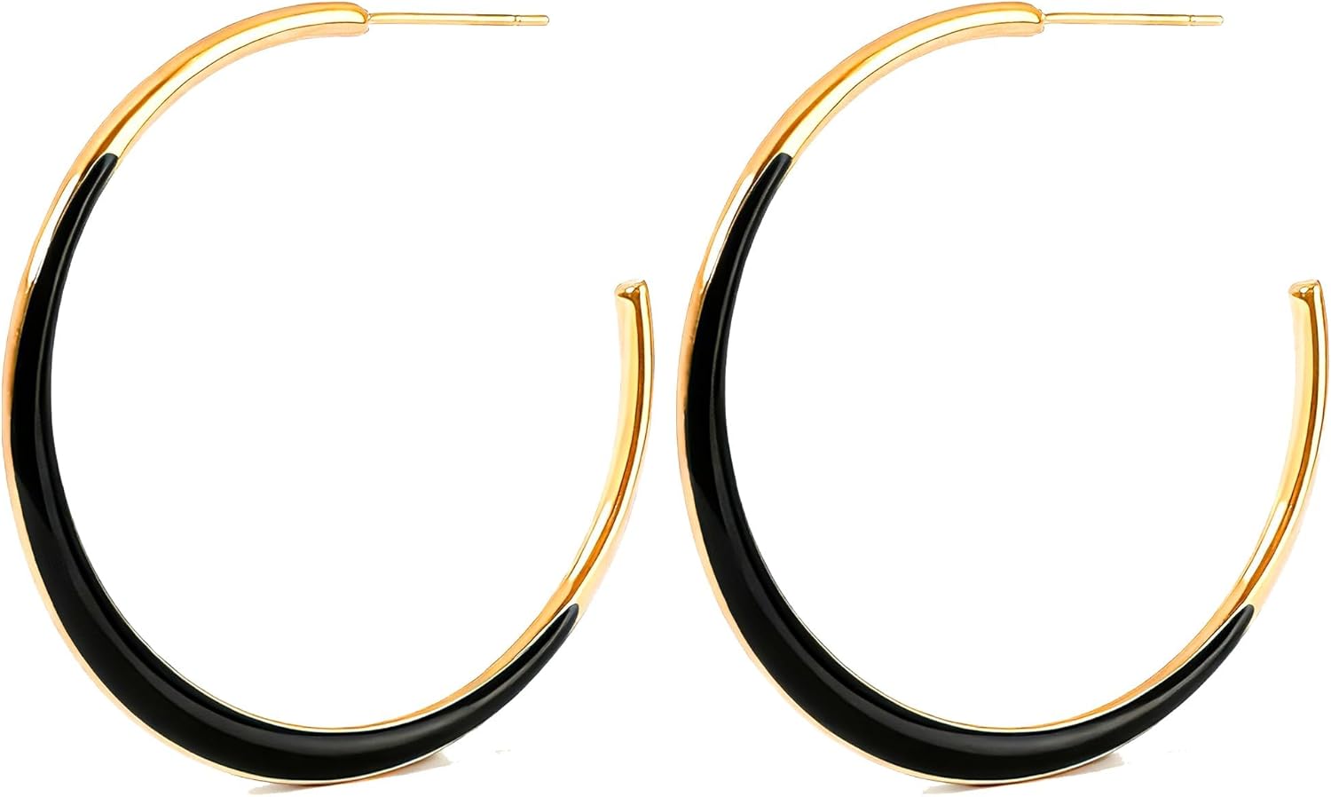 Enamel Hoop Earrings for Women 18K Real Gold Plated Hypoallergenic C-Shaped Earring Colorful Enamel Jewelry Valentine's Day Gift for Wife Girlfriend