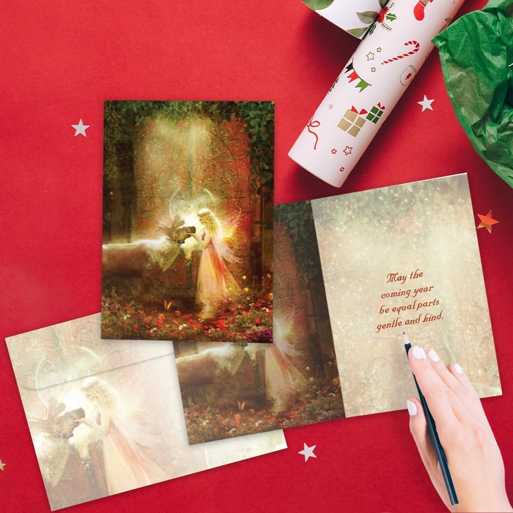 Tree-Free Greetings Gentle Kindness Solstice Cards - 10 Recycled 5x7 Cards & Matching Envelopes, Thick Cardstock, Made in USA - Mystical Fairy Ring - Image 2