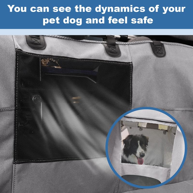 Coperta per cani per sedile posteriore auto, sedile posteriore con protezione laterale e finestra di visualizzazione, antigraffio e impermeabile, per cani, sedile posteriore (grigio