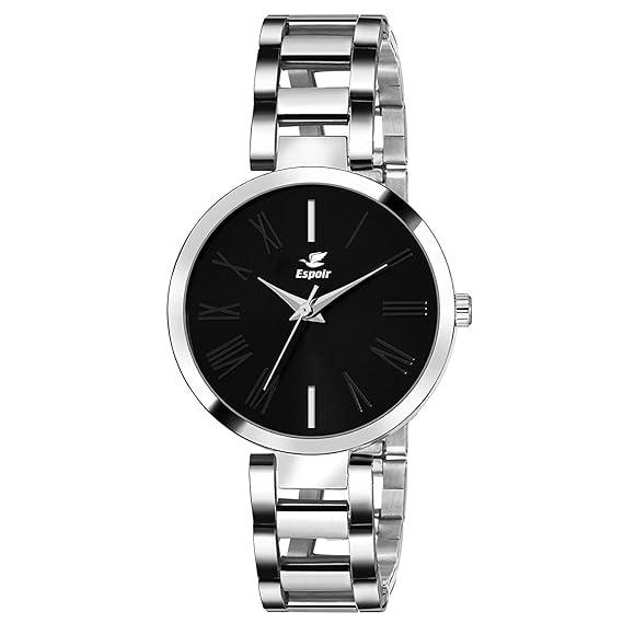 Espoir Analog Stainless Steel Black Dial Girls and Womens Watch - ManishaBlack0507