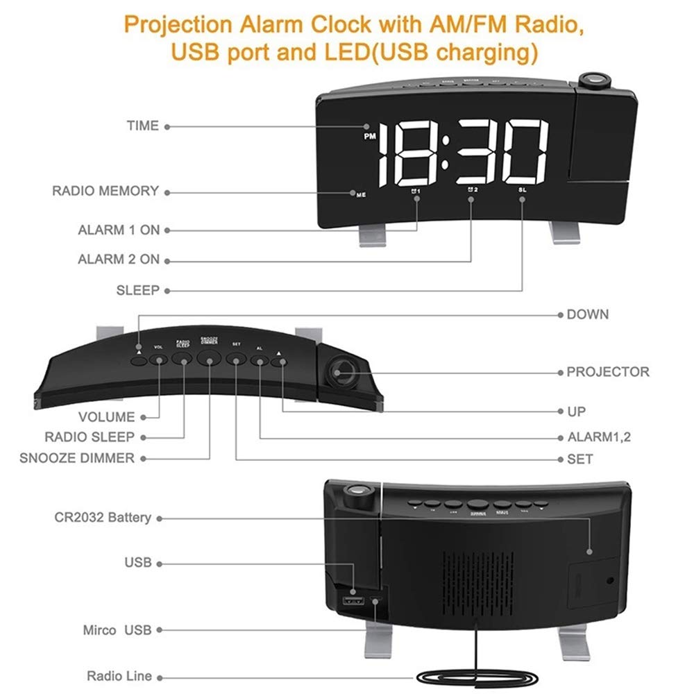 Kavolet Multifunktionaler FM-Radiowecker mit USB-Ladeanschluss