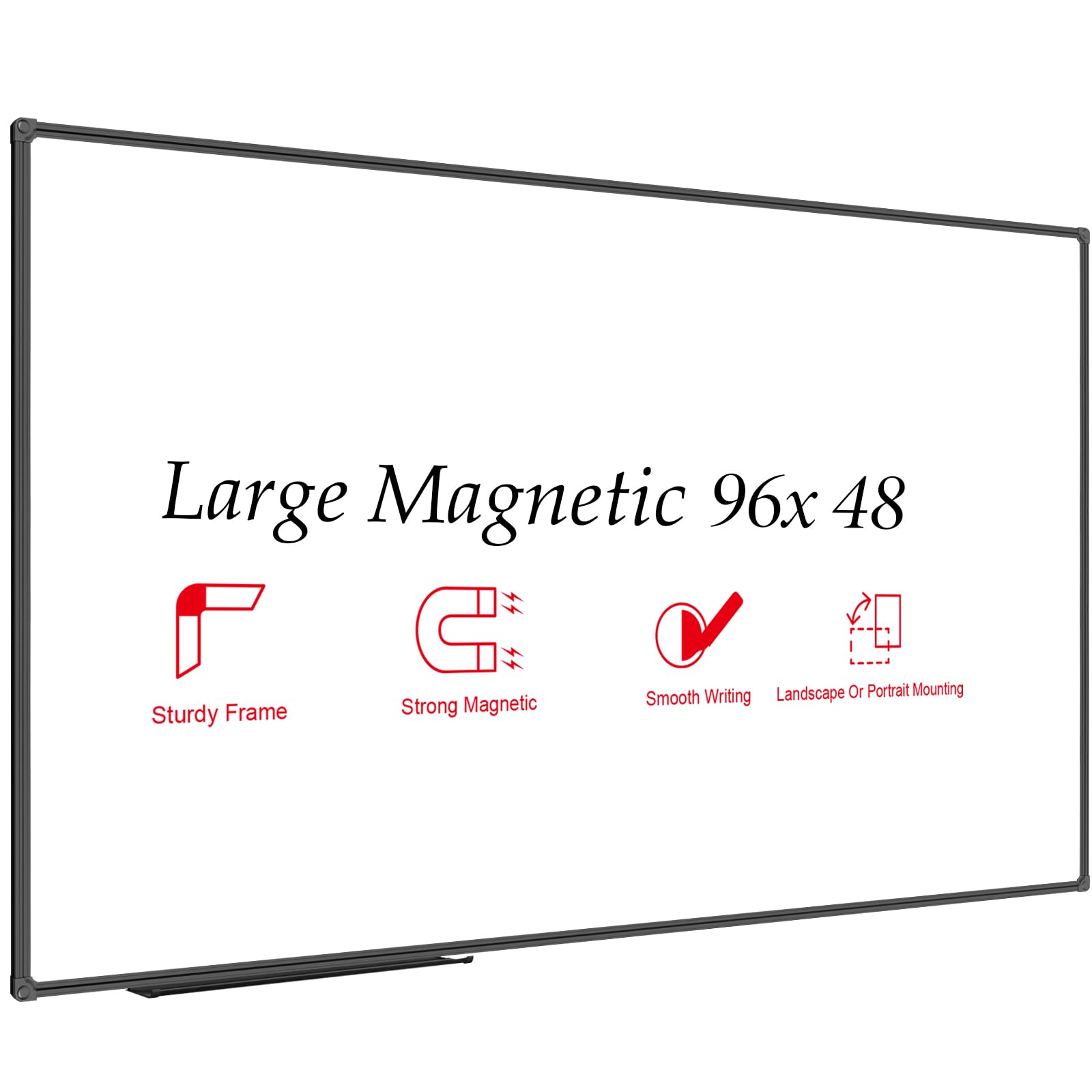 View 1 of [DAMAGED] JILoffice Dry Erase Board 96 x 48 inches, Large Magnetic 4" x 8" Whiteboard for wall, Black Aluminum Frame Wall Mounted Board for Office Home and School