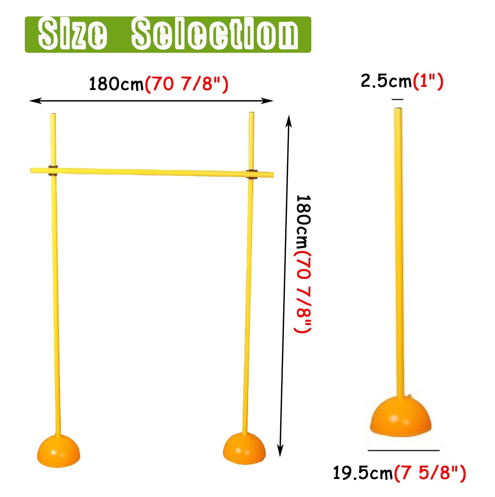 Entrenamiento Futbol Postes de Agilidad para Fútbol con Base, Barra de Obstáculos para Salto de Perros, Equipo de Entrenamiento de Velocidad, Kit de Entrenamiento Deportivo(180cm/71in/6ft)