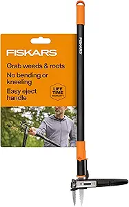 Fiskars 3-Claw Stand Up Weed Puller Tool, Gardening Weeder, Hand Weeding Tool with 39" Long Ergonomic Handle with Easy-Eject Mechanism