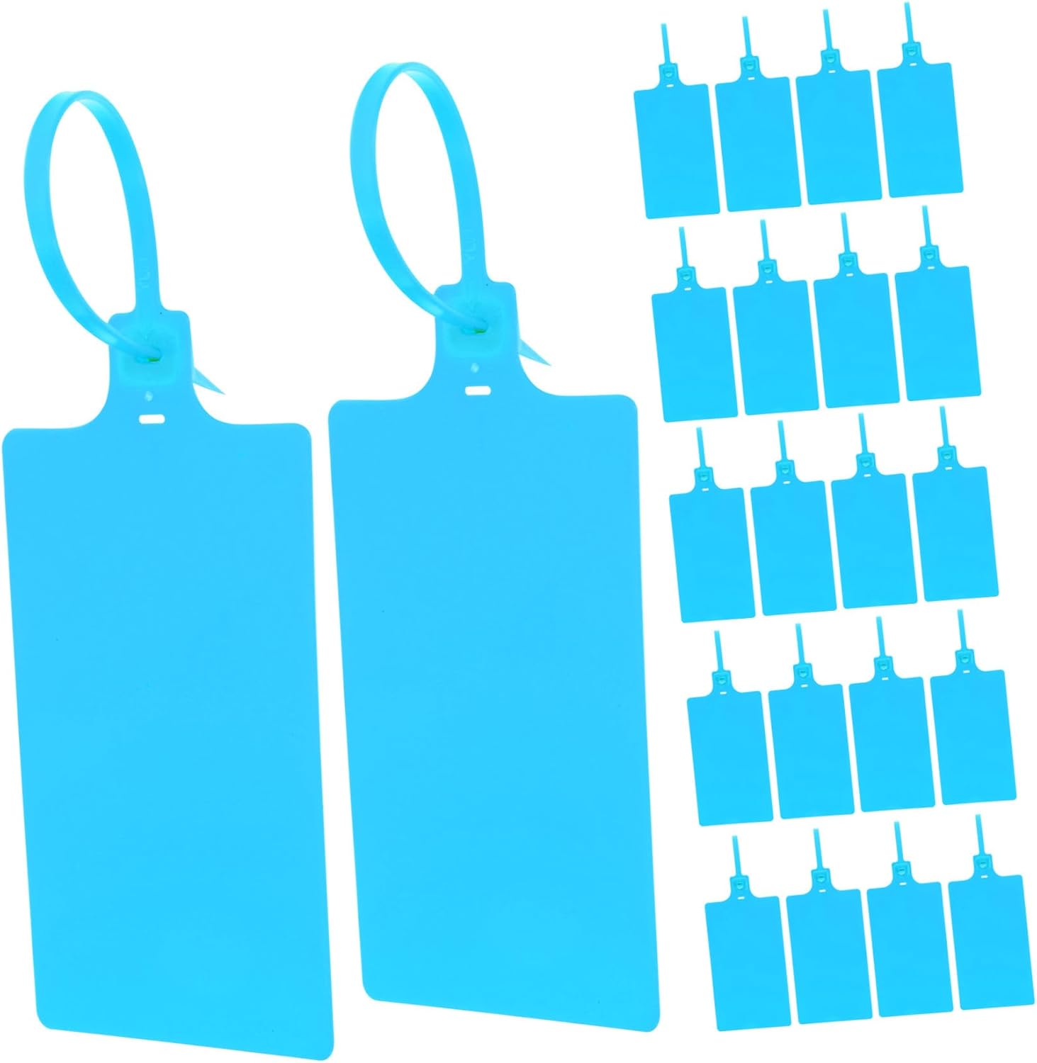 GALPADA 100pcs Blue Plastic Shipping Labeling Tags with Wire, 5.8x100mm Luggage Tags for Industrial Packaging and Shipping Supplies