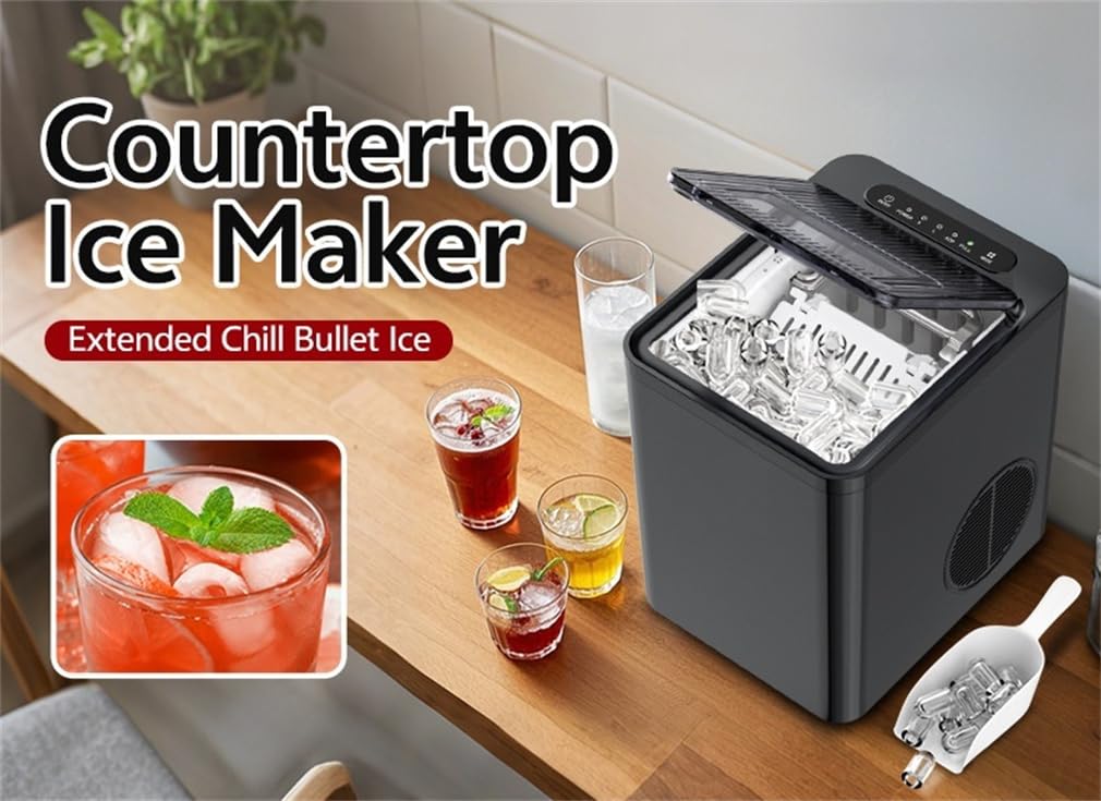 Small Portable Home Ice Maker, Ice-Making Machine, Equipped with Automatic Cleaning Function, Quick Ice Dispensing, Suitable for Family and Outdoor Dining