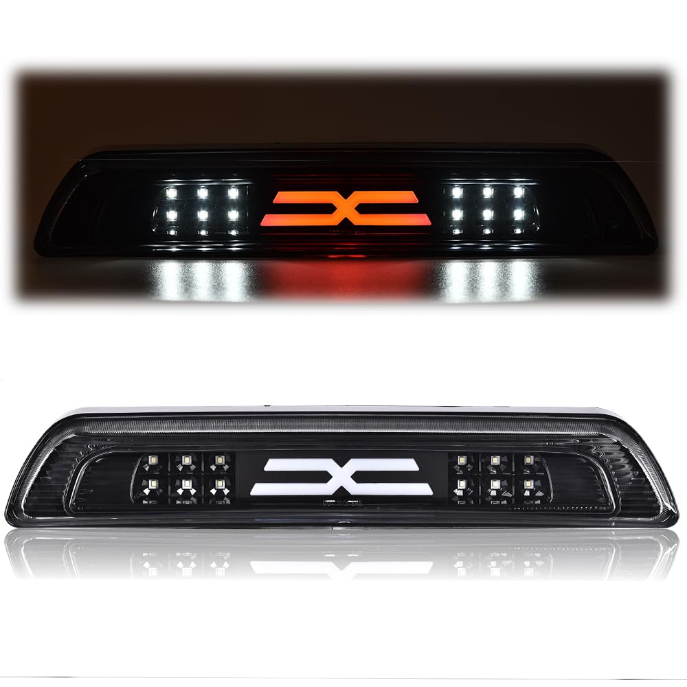 CHEDA LED Bar Rear Third Brake Light Cargo Lamp Smoke Compatible with 2007 2008 2009 2010 2011 2012 2013 2014 2015 2016 2017 2018 Toyota Tundra(Clear lens Black Bottoms)