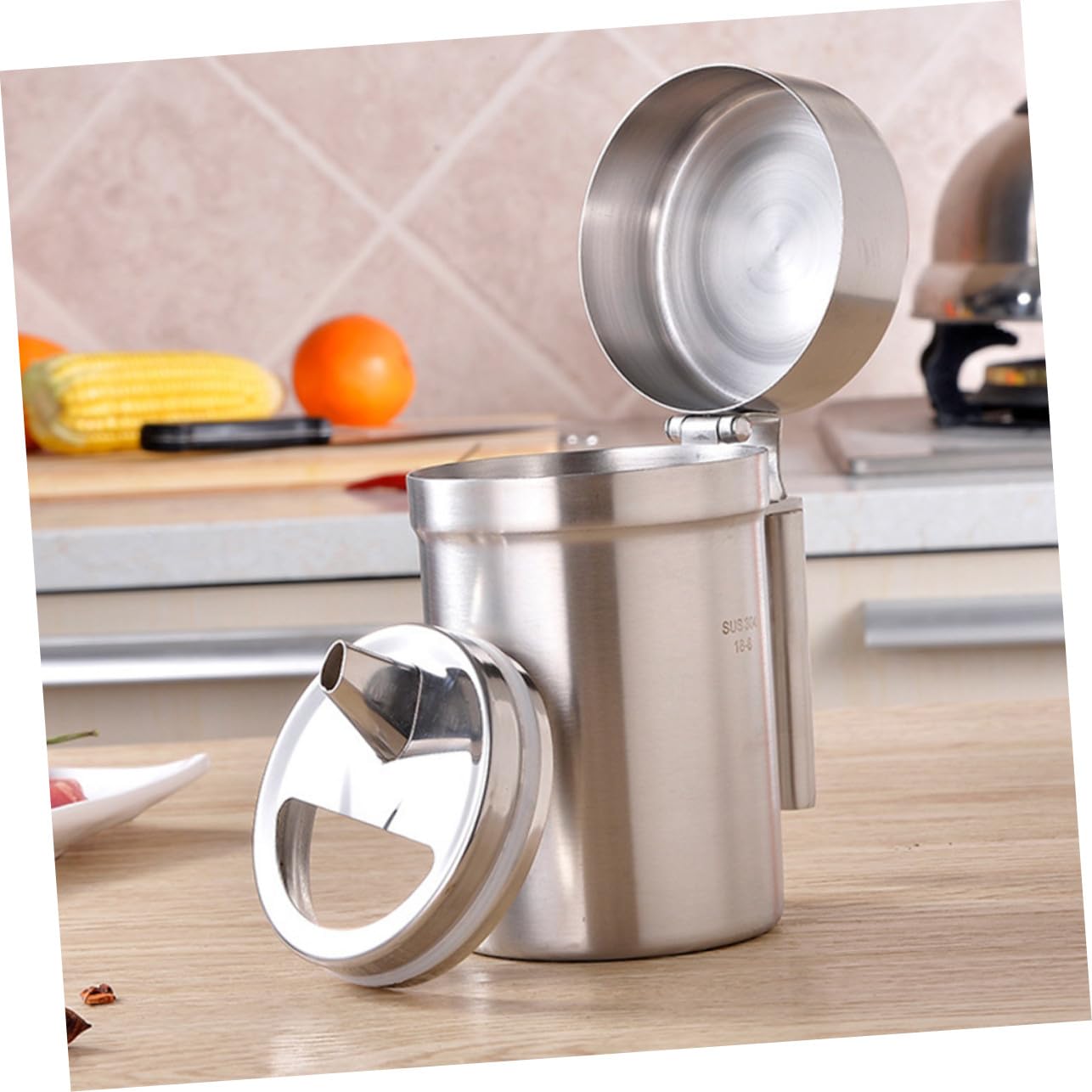 COLLBATH Dispensador de Aceite de Acero Inoxidable con Capacidad de Botella Dosificadora Anti-goteo con Mango Ergonómico para Cocina Recipiente Metálico para Aceite Vinagre y Salsa