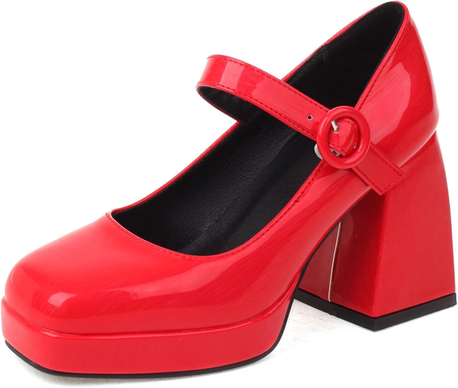 Vntage Moda Tacco Largo Busness Casual Mary Jane Con Tacco Basse