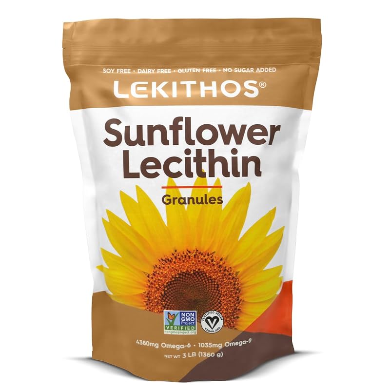 Lekithos Lecitina de girassol em grânulos, ômega-6 4380 mg e ômega-9 1035 mg, 1,362 kg