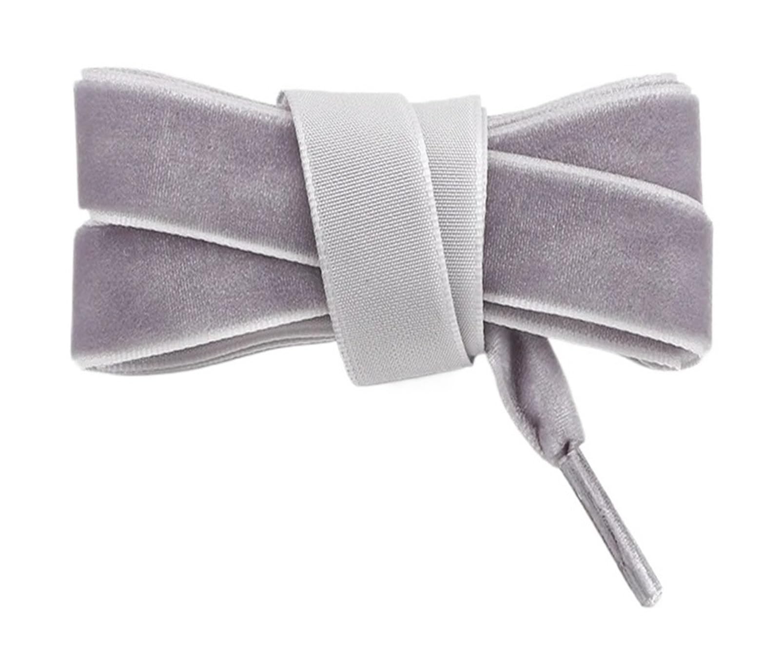 GPDNBIEU Shoelaces, Velvet Snow Yarn Satin Silk Ribbon Shoelace Sneakers Shoe Laces For Woman(Gray,120cm)