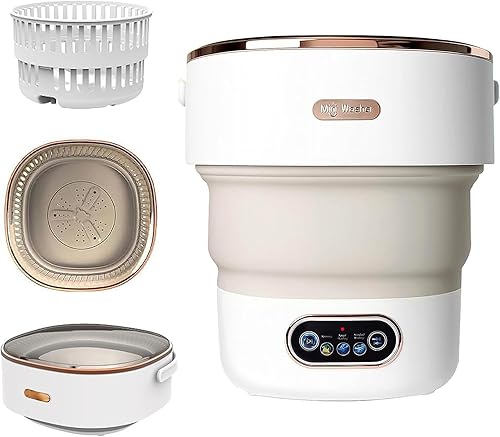 Lavadora portátil, mini lavadora plegable de 15 litros con 3 modos de limpieza, cesta de drenaje, pequeña máquina de lavandería plegable para