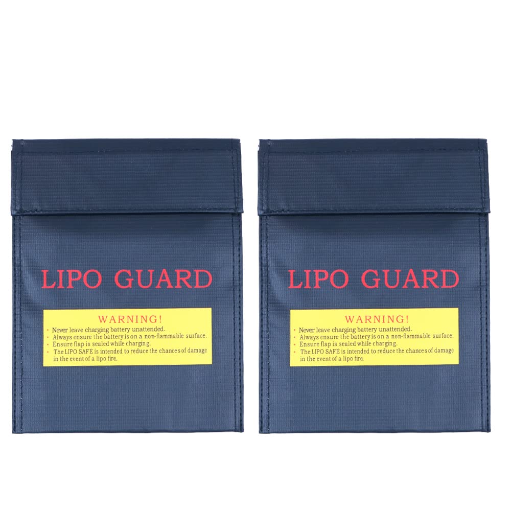 Tiardey Black 2Pcs 7 X 9 Inch Safe Bag Fireproof Guard Sleeve Sack Explosion-Proof Safety Pouch For Charge And Storage