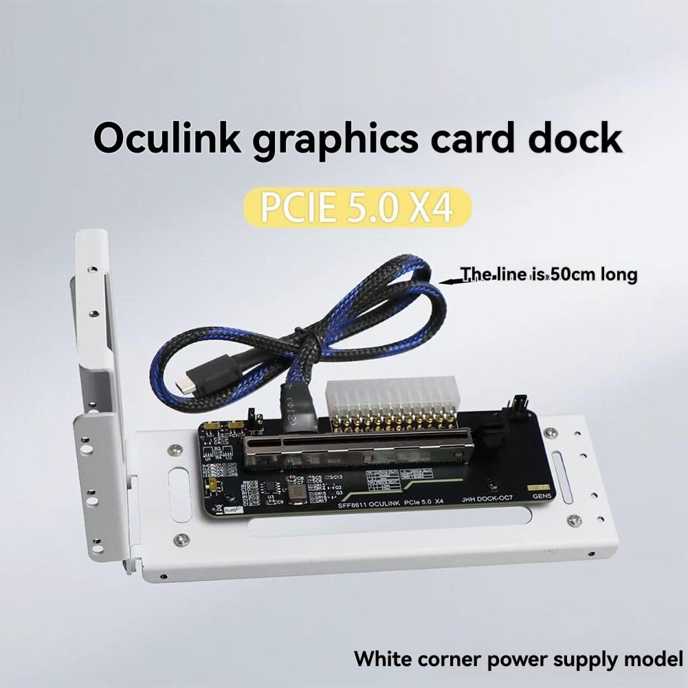 GPU OCuLink GPU Dock PCIe 5.0x4 GDP Laptop per Scheda Grafica Video Esterna M.2 Oculink SFF8611 A PCIE X16 Bend Bianco