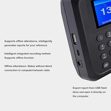 LiebeWH Biometric Fingerprint Time Clock Attendance Machine System with Voice Reminder Multilingual LCD Screen for Employee Small Business(US Plug 100240V)