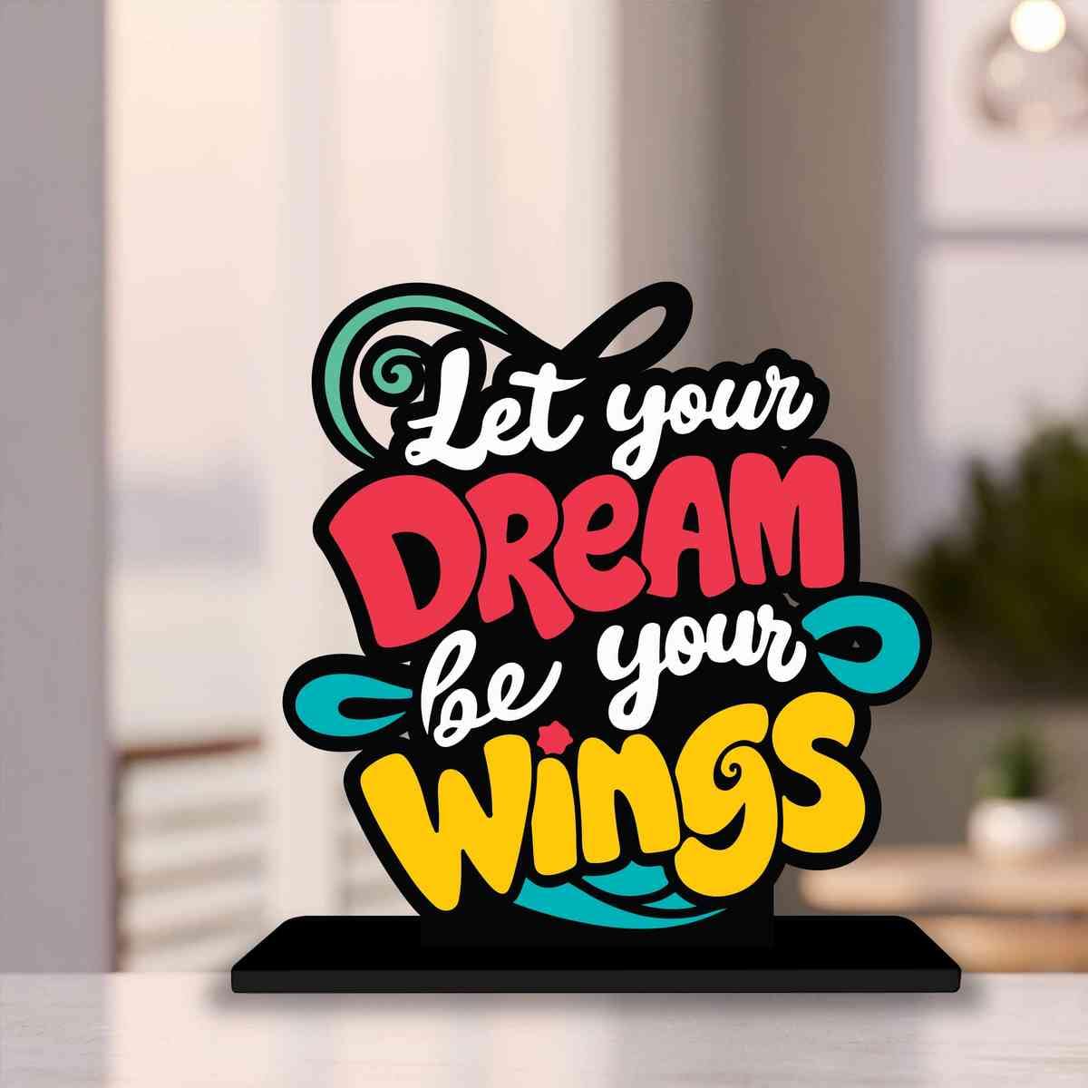 PICKYPOMP Wooden Idols and Figurins Let Your Dream Be Your Wings Motivational Quote Table Decor for Office Desk, Study Table, Living Room, Home Decor Item, Wood Showpieces Decorative Gift – P0119 PICKYPOMP Wooden Idols and Figurins Let Your Dream Be Your Wings Motivational Quote Table Decor for Office Desk, Study Table, Living Room, Home Decor Item, Wood Showpieces Decorative Gift – P0119