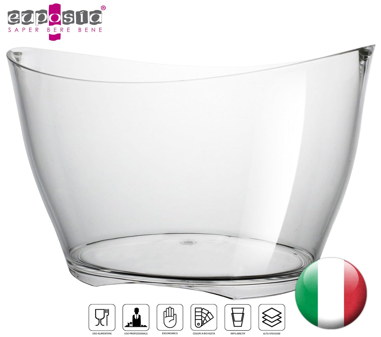 EUPOSIA - Event Collection - Spumantiera in Acrilico PMMA - Fino a 6 Bottiglie Standard o 2 Magnum - Mod. Iceberg 6-13,5 Lt. - Made in Italy - Trasparente
