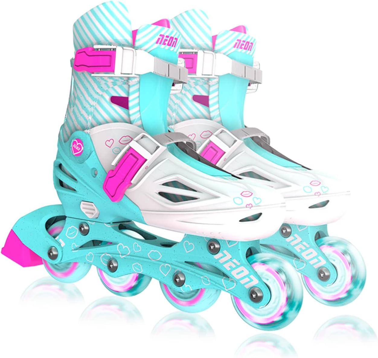 Yvolution Neon Combo Skates Quad and Inline 2-in-1 Adjustable Size Skates with LED Wheels, Outdoor Quad Roller Skates for Girls and Boys : Sports & Outdoors