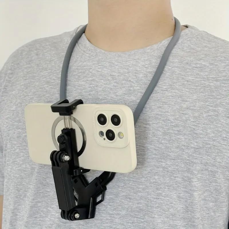 Neck Mount for Phones, Neck Cell Phone Holder POV/Vlog Selfie Mount Hand Free Phone Neck Holder Chest Stand Strap Video Recording for iPhone 16 15 14 13 12 Seires Android Phones