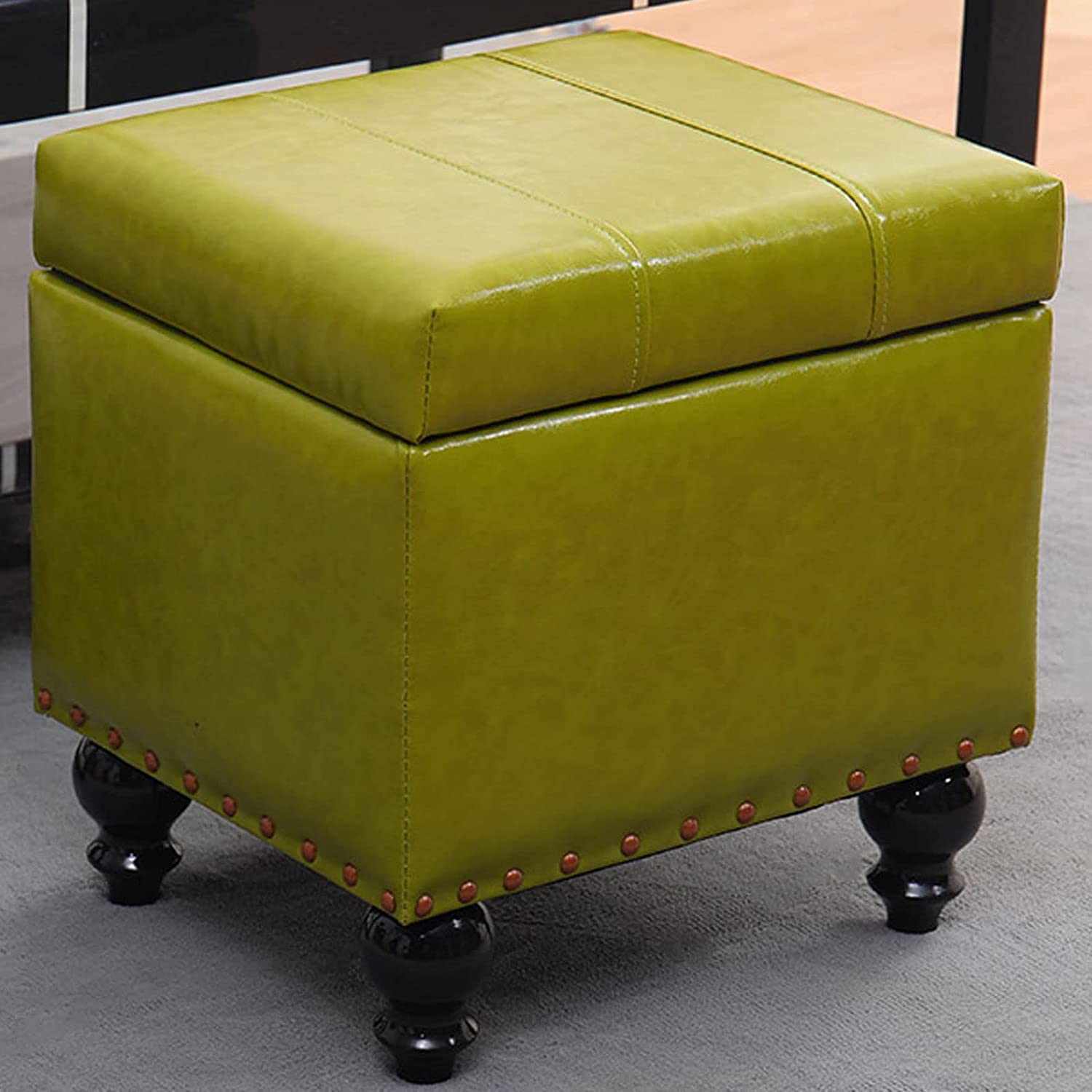 Repose-Pieds en Cuir Ottoman Pouf de Rangement pour Gagner de l'Espace