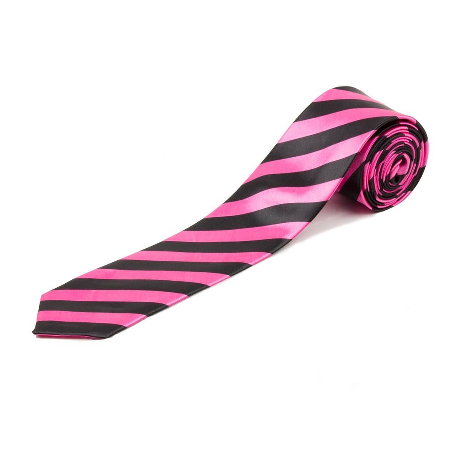 Mytoptrendz® -Unisex Slim Skinny Striped Neck Tie (Pink and black stripe)