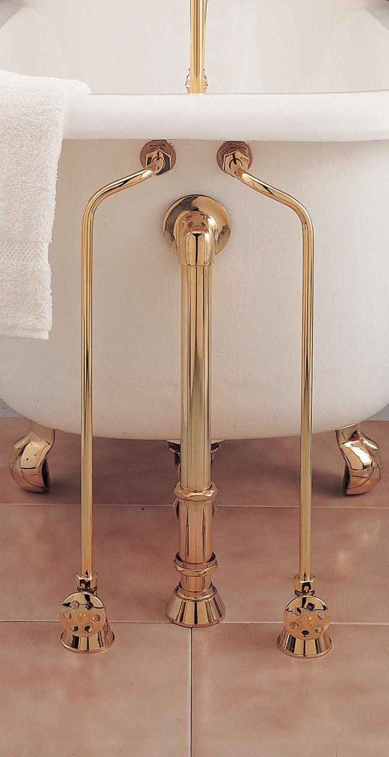 Strom Living Tub Supply Set with Double Offset Tubing in Unlacquered Satin Brass