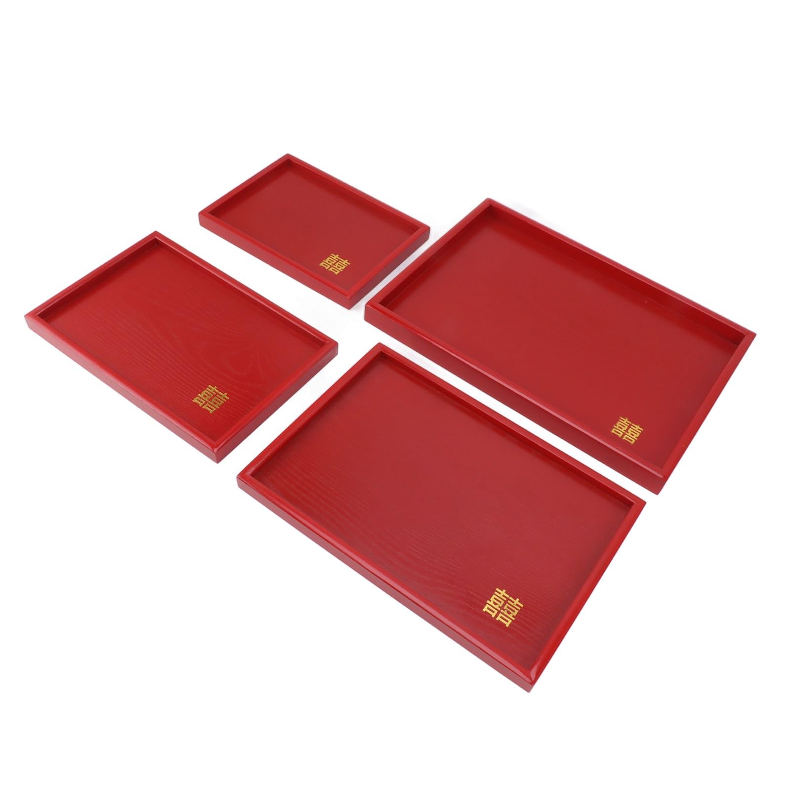 Bandeja de Servicio de Madera roja de Estilo Chino, Bandeja para té y Aperitivos de Boda, Bandeja Artesanal para Dulces de Fruta de Fraxinus mandshurica con Bordes elevados para (Cuadrada)
