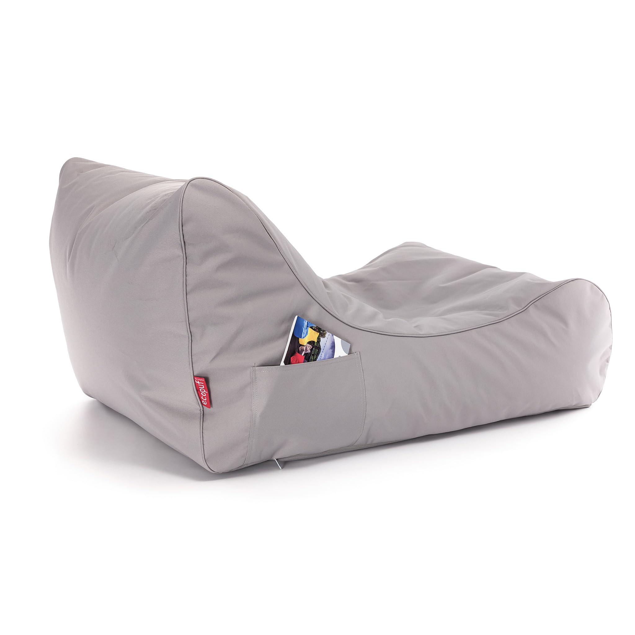 Ecopuf - Master Pouf Sillón Chaise Longue para Exterior - Saco de puf con Compartimento y asa - Saco de Tela Robusta - Sillón Relajante - Mobiliario doméstico - 115x65x60cm, Gris Claro M18
