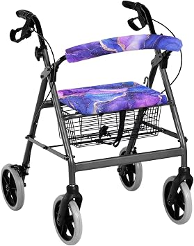 LedBack Walker Accessories Purple Marble Walker Seat Cushion 2 Pack Rollator Seat and Back Rest Covers Ideal Gifts for Seniors in Assisted Living