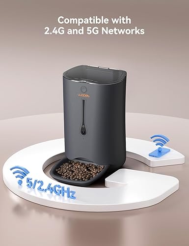 Miniatura 6 de WOPET Dispensador automático de comida para gatos con cámara, alimentador automático WiFi 5G con control de aplicación, alimentador automático para