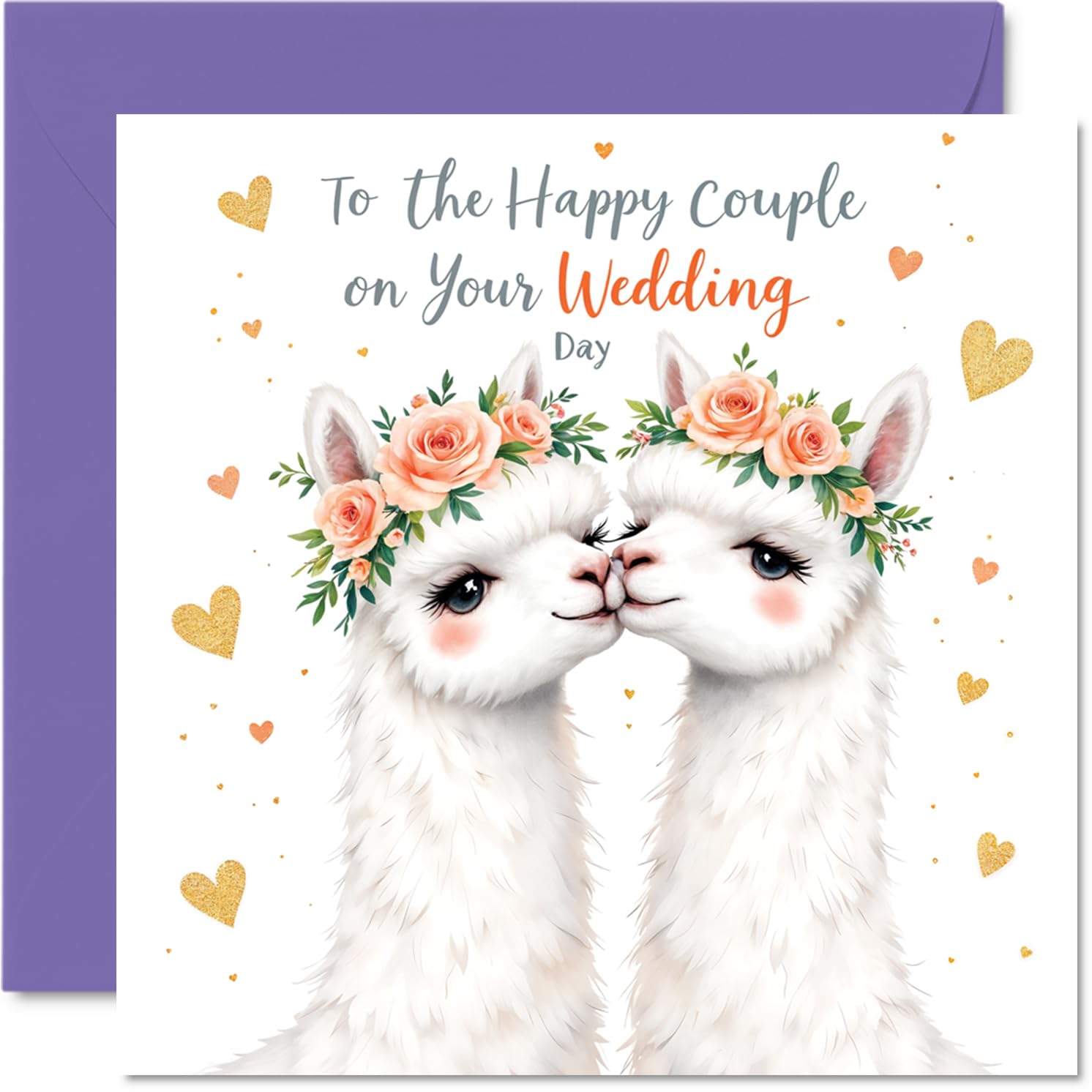 Wedding Card for Couples - Happy Couple Alpaca - Congratulations Gifts, Congrats Well Done Card for Friends Family Colleague Neighbour, 145mm Happy Marriage Greeting Cards