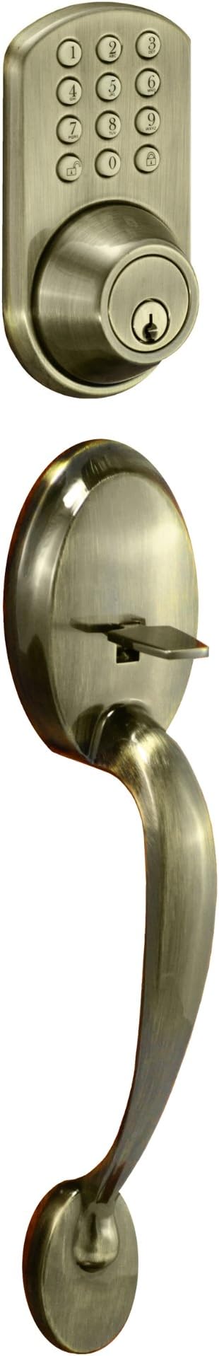 Morning Industry BHF-01AQ Handle Set Combo with Touchpad Deadbolt, Antique Brass