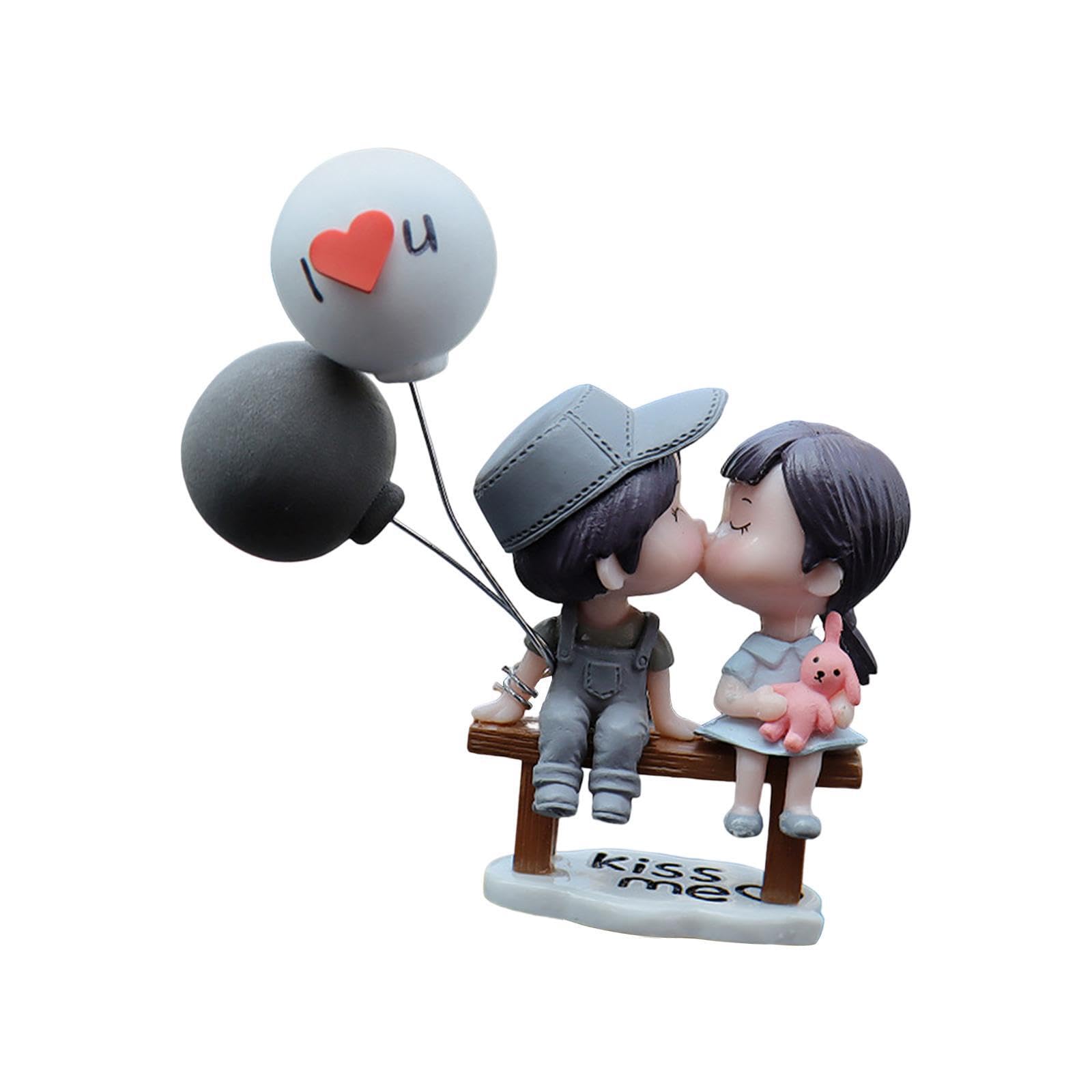 TWISAXC Durable Couple Cute Ornaments Balloon Ornament Lovely Interior Decor For Cars Living Room Dining Table Car Dashboard Decorations Cute Cartoon Couples, Grey Bottom