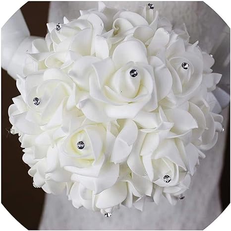 Amazon 枯れない花 結婚式 手作りのロマンチックなウェディングブーケ 造花 手作り ブーケ ブライダルブーケ 造形ハンドメイドエレガントな紫の花嫁介添人の花の結婚式の花束造花ローズ お祝い 新年 お花 ギフト フラワー インテリア飾り ブライダルホールディング