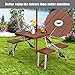 Giantex Portable Folding Picnic Table with 4 Seats, Kid's Camping Table with Umbrella Hole and Stools, Indoor and Outdoor Table for Patio, Lawn Garden, ABS and Aluminum (Brown)