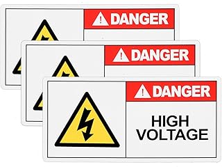 3 PCS High Voltage Warning Stickers, Self Adhesive Electrical Panel Labels, Waterproof UV Resistant Safety Signs for Electrical Equipment