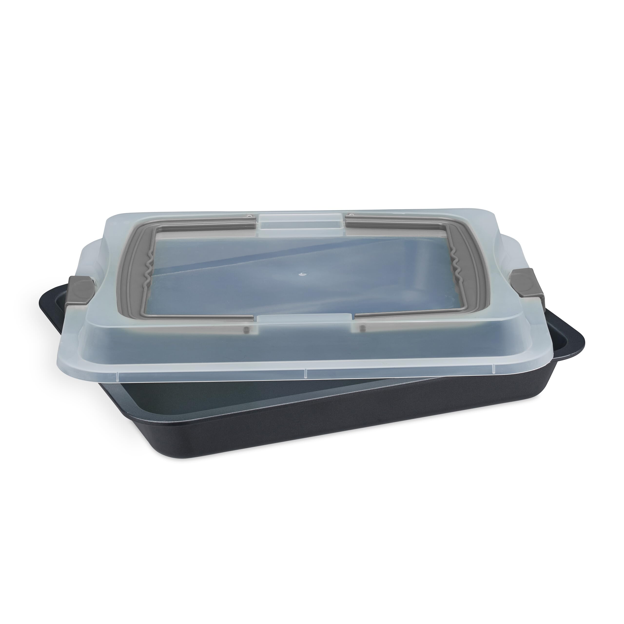 Relaxdays Bandeja de Horno con Tapa, Portatartas 3 en 1, 40,5x32,5cm, Molde Hornear, Cubierta Transporte, Gris