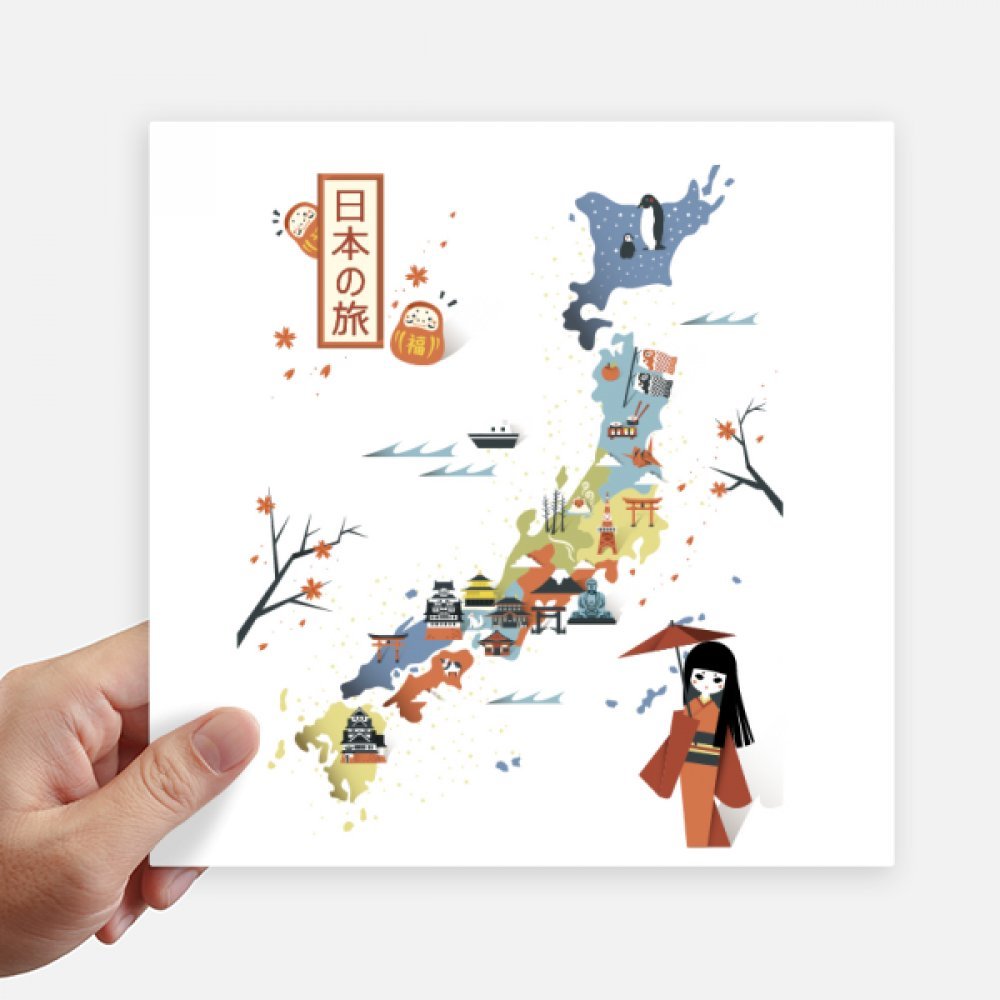 Sticker carte traditionnelle japonaise pour décorer une valise et moto