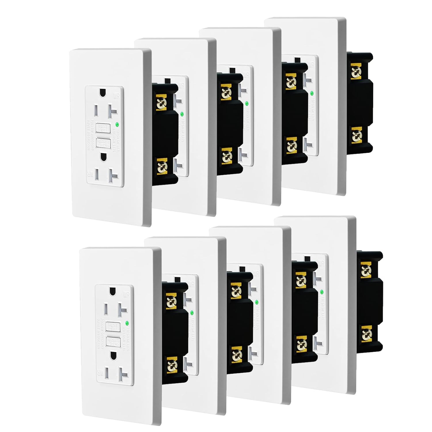 GFCI Outlet 20 Amp,Self-Test GFI Electrical Outlet,TR Tamper Resistant GFCI Receptacle,Weather Resistant WR,SuperInk Ground Fault Circuit Interrupters with Wall Plate, ETL Listed,White,8PK