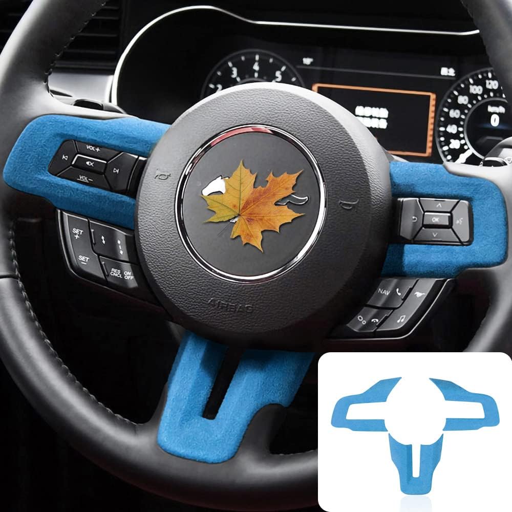Car Steering Wheel Button Sticker Decal Yellow Suede Interior Trim Cover for Ford Mustang GT 2015 2016 2017 2018 2019 2020 2021 Car Accessories