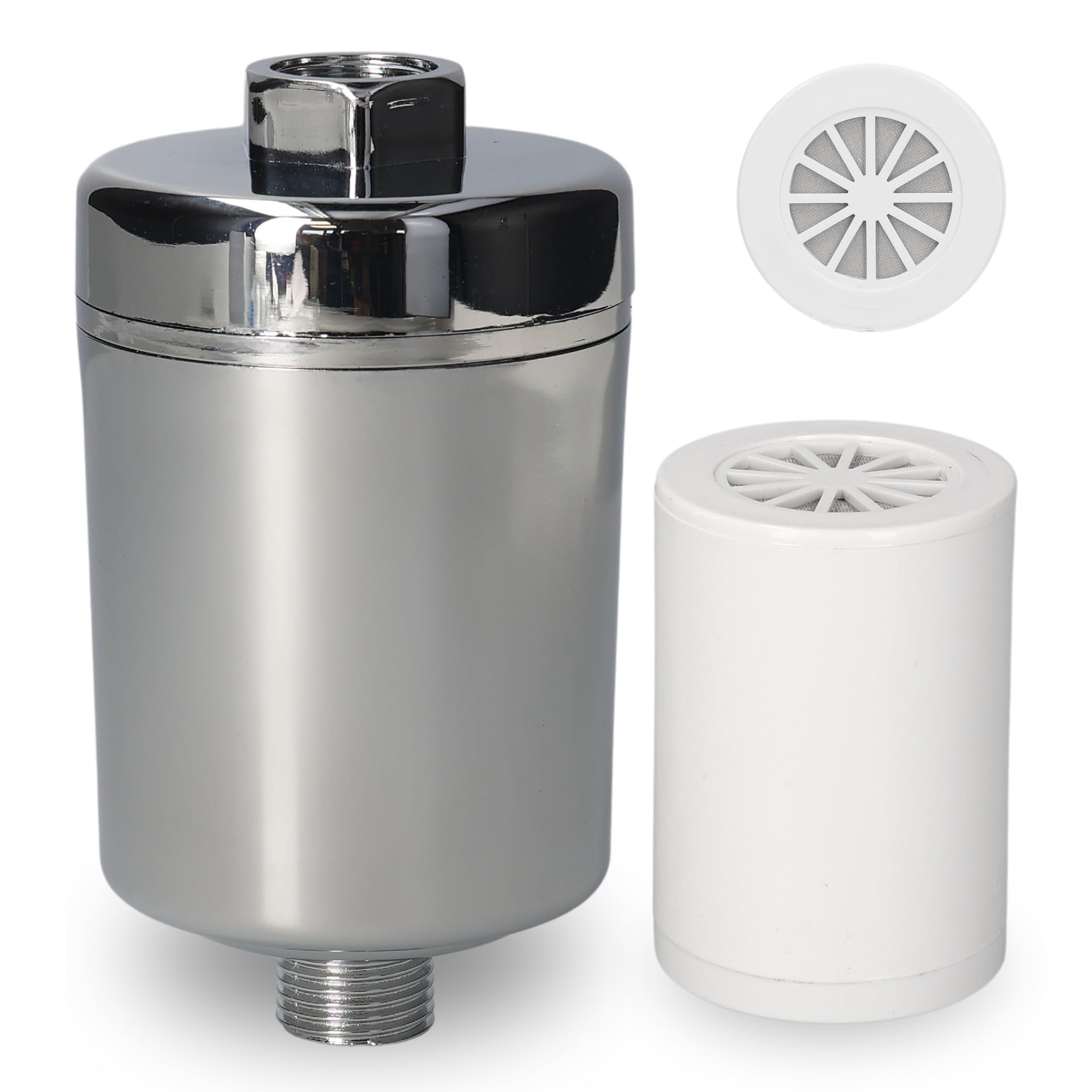 Multi Stage Inline Shower Filter Chrome Shower Head Water Softener Filter to Remove Heavy Metals & Chlorine Water Filter with Replaceable Filter Cartridge