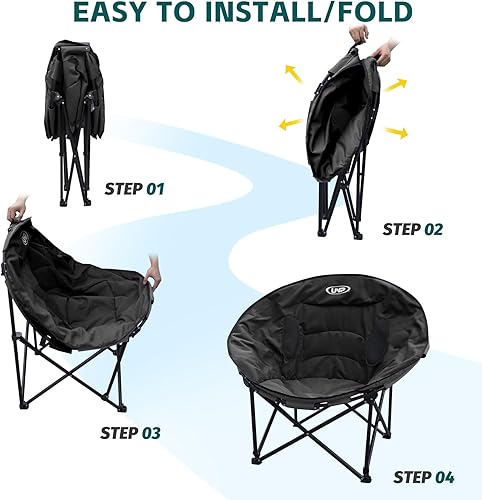 Miniatura 5 de UNP Silla de camping luna, silla plegable portátil, silla de patio fácil de instalar, asiento de césped, silla de camping para caza, pesca, al aire