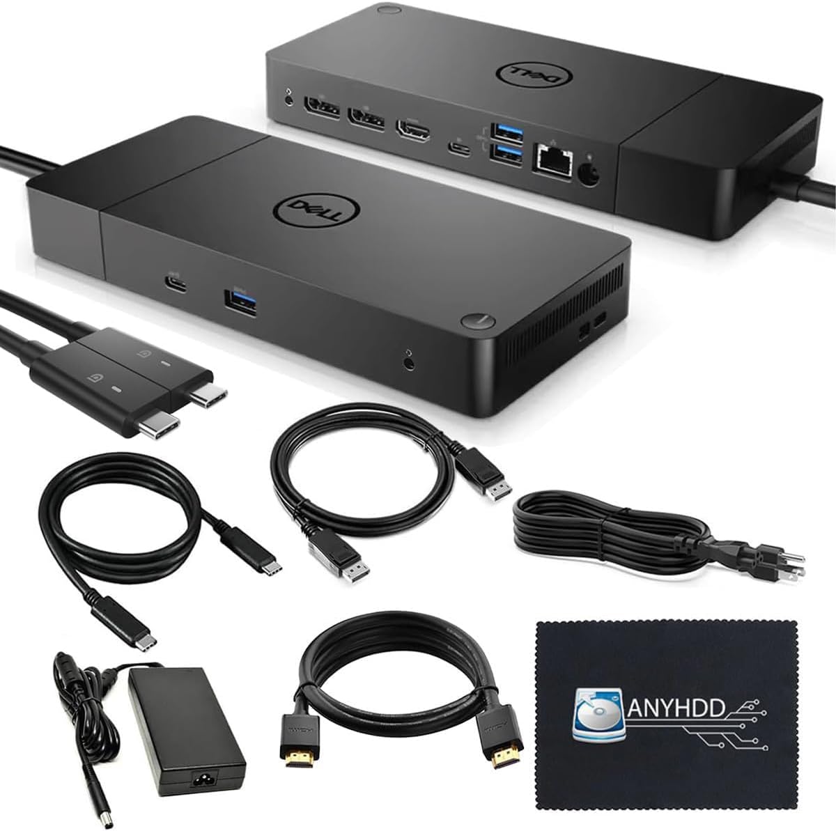 Dell WD19DC Performance Docking Station USB-C with 240W Power Adapter (210W Power Delivery) + HDMI Cable + Display Port Cable + USB-C Cable + Microfiber Cloth Included (Renewed)