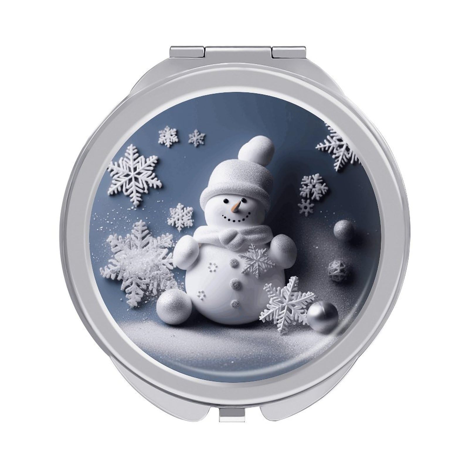 FekiLoot Snowman Stars and Snowflakes Travel Makeup Mirror 2 X /1 X Magnifying Slim Pocket Mirrors Compact for Purse Travel Makeup Mirrors for Pocket, Handbag, Purse Women Gift