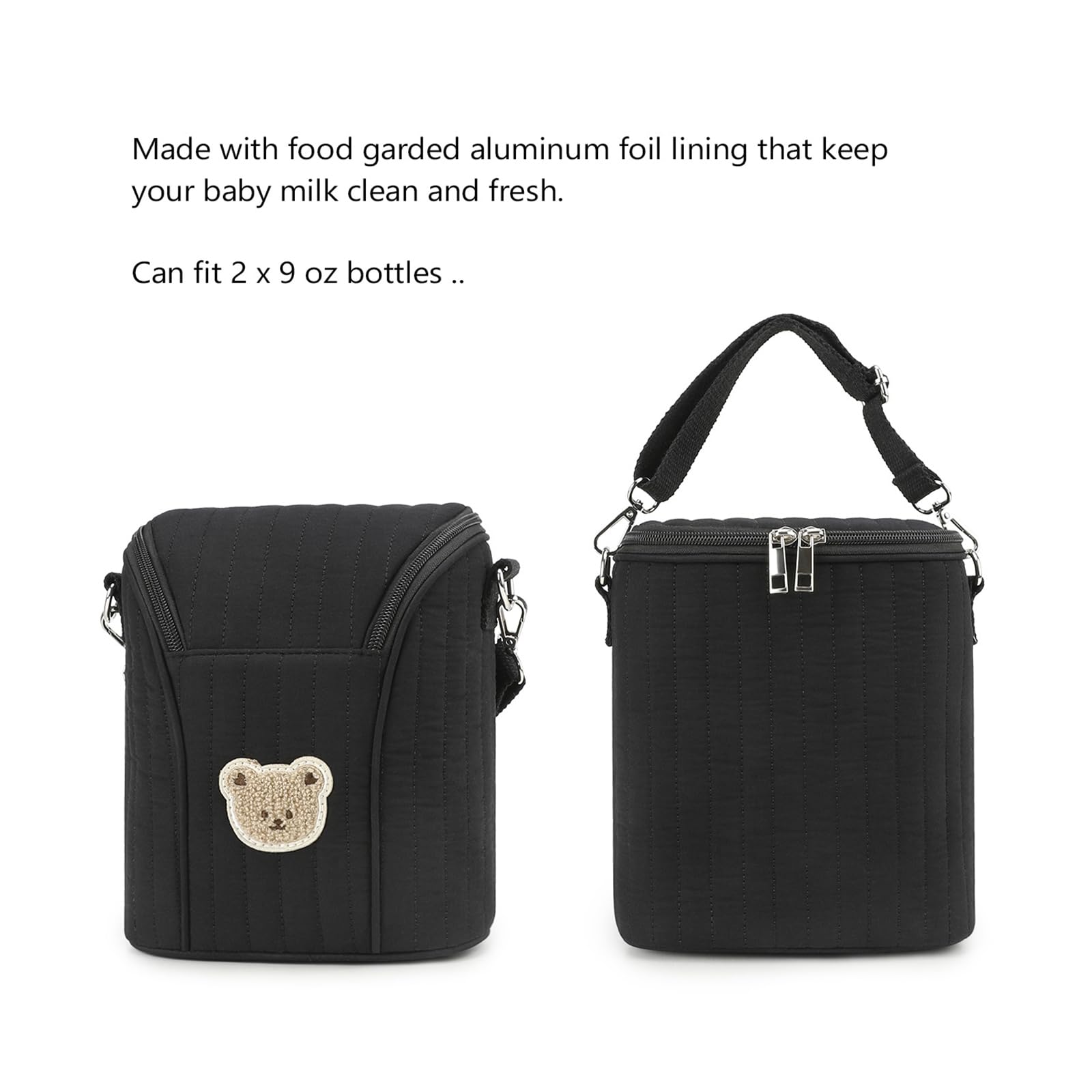 Niedliche Bären-Kühltasche for Babyflaschen, wiederverwendbar, isoliert | Wiederverwendbare isolierte Babyflaschentasche aus Baumwolle mit abnehmbarer Schnalle for Babys