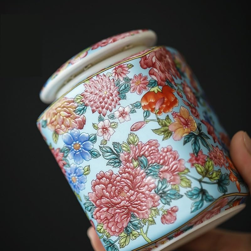 HLTYGWX Zestaw do herbaty puszka na herbatę chiński Retro ceramiczny szczelnie zamknię słoik do przechowywania gospodarstwa domowego luźna herbata pudełko na herbatę uszczelka kuchenny słoik do kawy